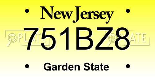 751BZ8 New Jersey License Plate