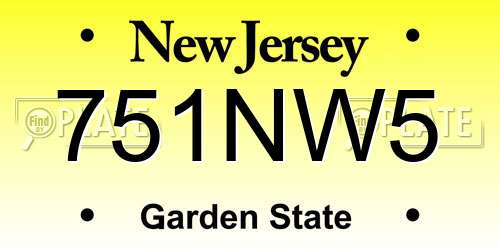 751NW5 New Jersey License Plate