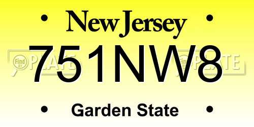 751NW8 New Jersey License Plate