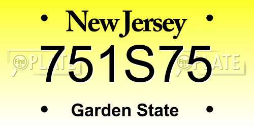751S75 New Jersey License Plate