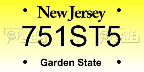 751ST5 New Jersey License Plate