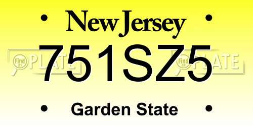 751SZ5 New Jersey License Plate