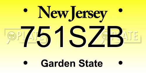751SZB New Jersey License Plate