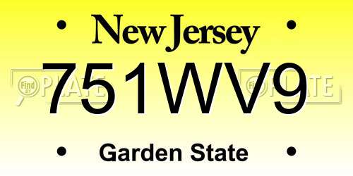 751WV9 New Jersey License Plate