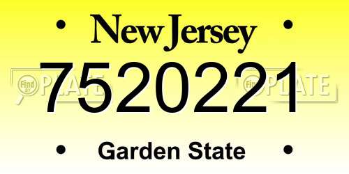 7520221 New Jersey License Plate