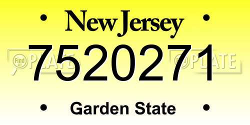 7520271 New Jersey License Plate