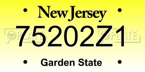 75202Z1 New Jersey License Plate