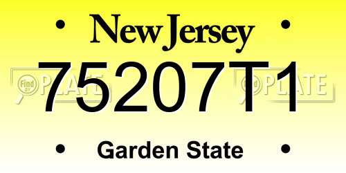 75207T1 New Jersey License Plate