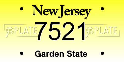 7521 New Jersey License Plate