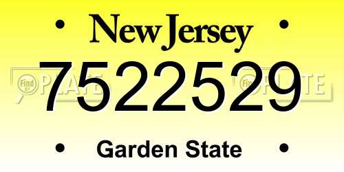 7522529 New Jersey License Plate