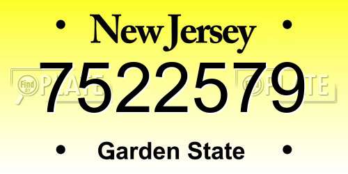 7522579 New Jersey License Plate