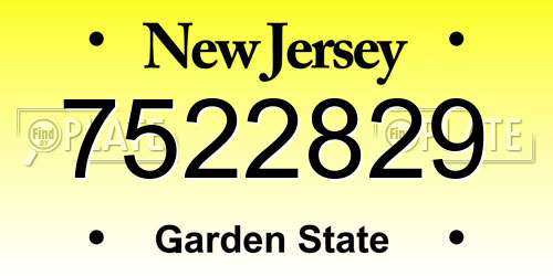 7522829 New Jersey License Plate