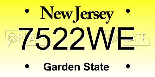 7522WE New Jersey License Plate