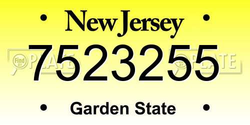 7523255 New Jersey License Plate