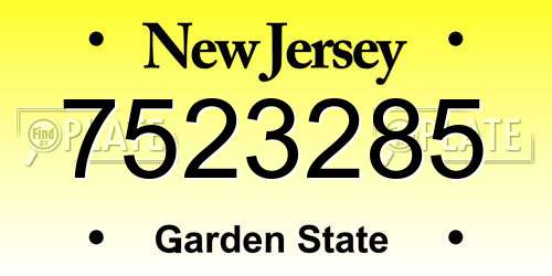 7523285 New Jersey License Plate