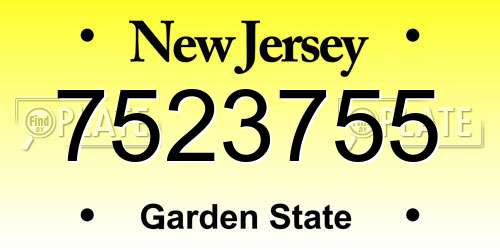 7523755 New Jersey License Plate