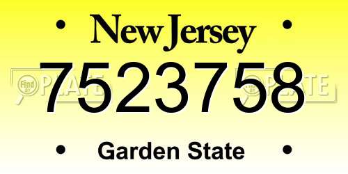 7523758 New Jersey License Plate