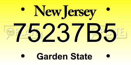 75237B5 New Jersey License Plate