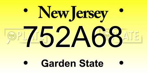 752A68 New Jersey License Plate