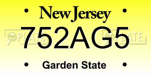 752AG5 New Jersey License Plate