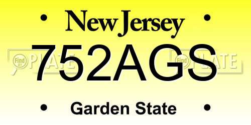 752AGS New Jersey License Plate