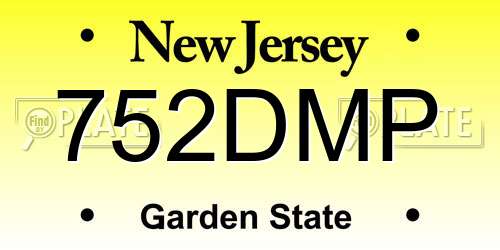 752DMP New Jersey License Plate