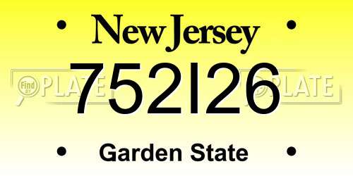 752I26 New Jersey License Plate