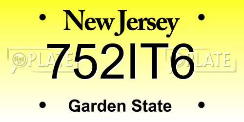 752IT6 New Jersey License Plate