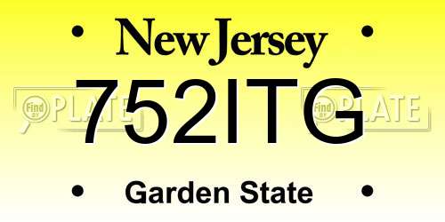 752ITG New Jersey License Plate