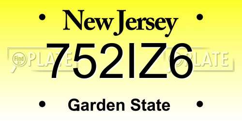 752IZ6 New Jersey License Plate