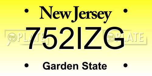 752IZG New Jersey License Plate