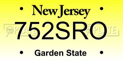 752SRO New Jersey License Plate