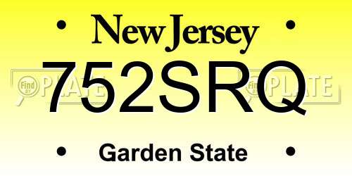 752SRQ New Jersey License Plate