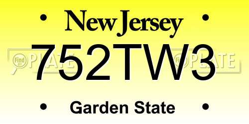 752TW3 New Jersey License Plate