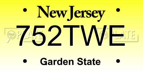 752TWE New Jersey License Plate