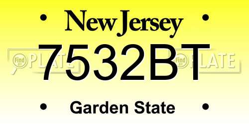 7532BT New Jersey License Plate