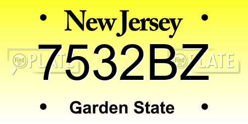 7532BZ New Jersey License Plate