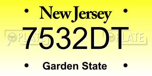 7532DT New Jersey License Plate