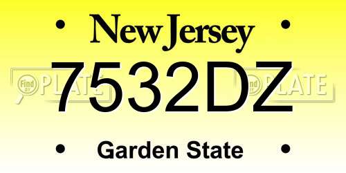 7532DZ New Jersey License Plate