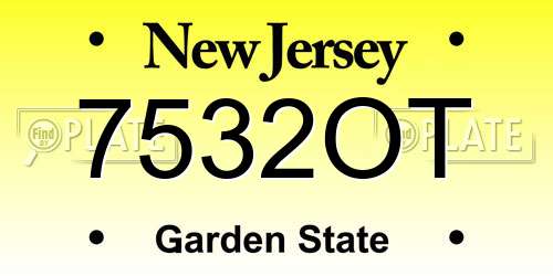 7532OT New Jersey License Plate