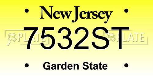 7532ST New Jersey License Plate