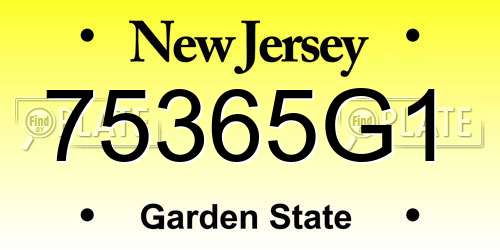 75365G1 New Jersey License Plate
