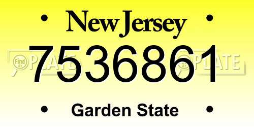 7536861 New Jersey License Plate