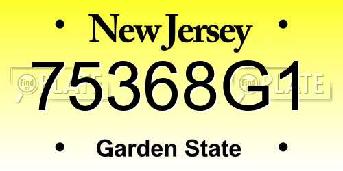 75368G1 New Jersey License Plate
