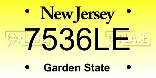 7536LE New Jersey License Plate