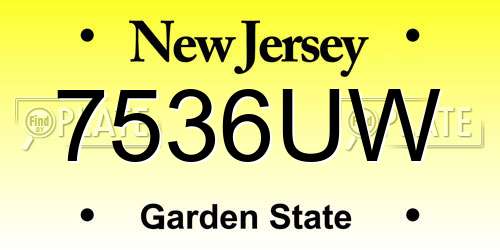 7536UW New Jersey License Plate
