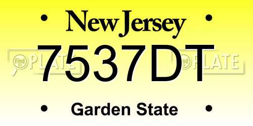 7537DT New Jersey License Plate
