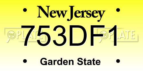 753DF1 New Jersey License Plate
