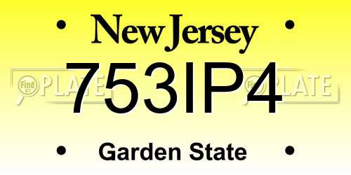 753IP4 New Jersey License Plate