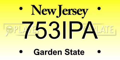 753IPA New Jersey License Plate